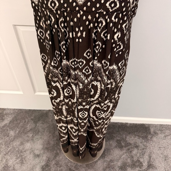 Chicos 2 (L 12/14) Maxi Dress Brown Ivory Medallion Geometric Print Sleeveless - Picture 8 of 11